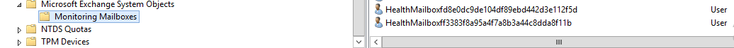 Active Directory view of Monitoring Mailboxes under Microsoft Exchange System Objects