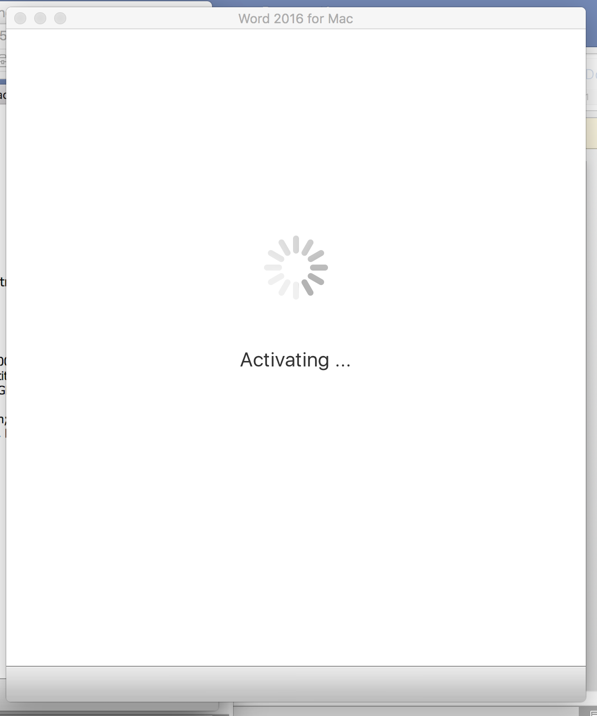 Office for Mac activation process beginning after the license is found
