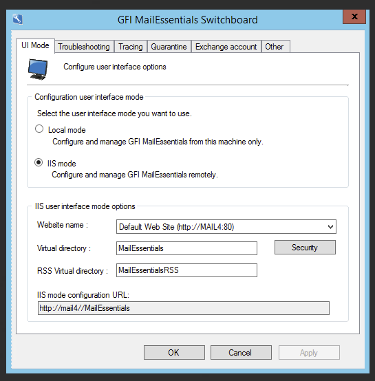 Default Switchboard start screen