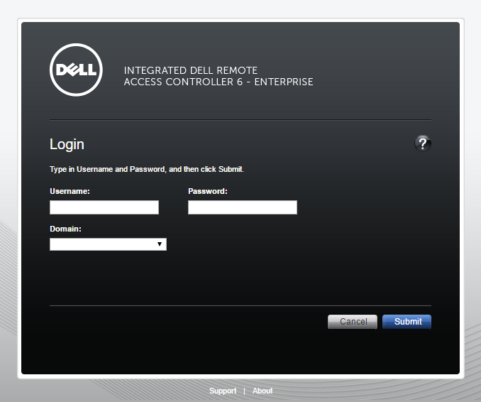 Dell iDRAC login page for remote server management