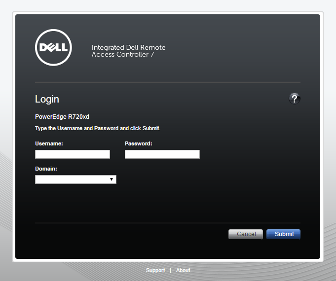 Dell iDRAC 7 login page for remote administration