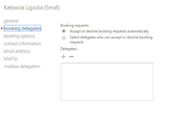 Room mailbox setting switched to automatic booking request handling