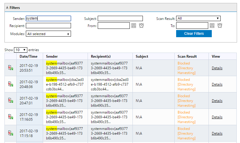 GFI Mail Essentials blocking the Test-Mailflow check