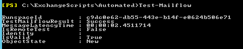 Test-MailFlow succeeding after the GFI exclusion change