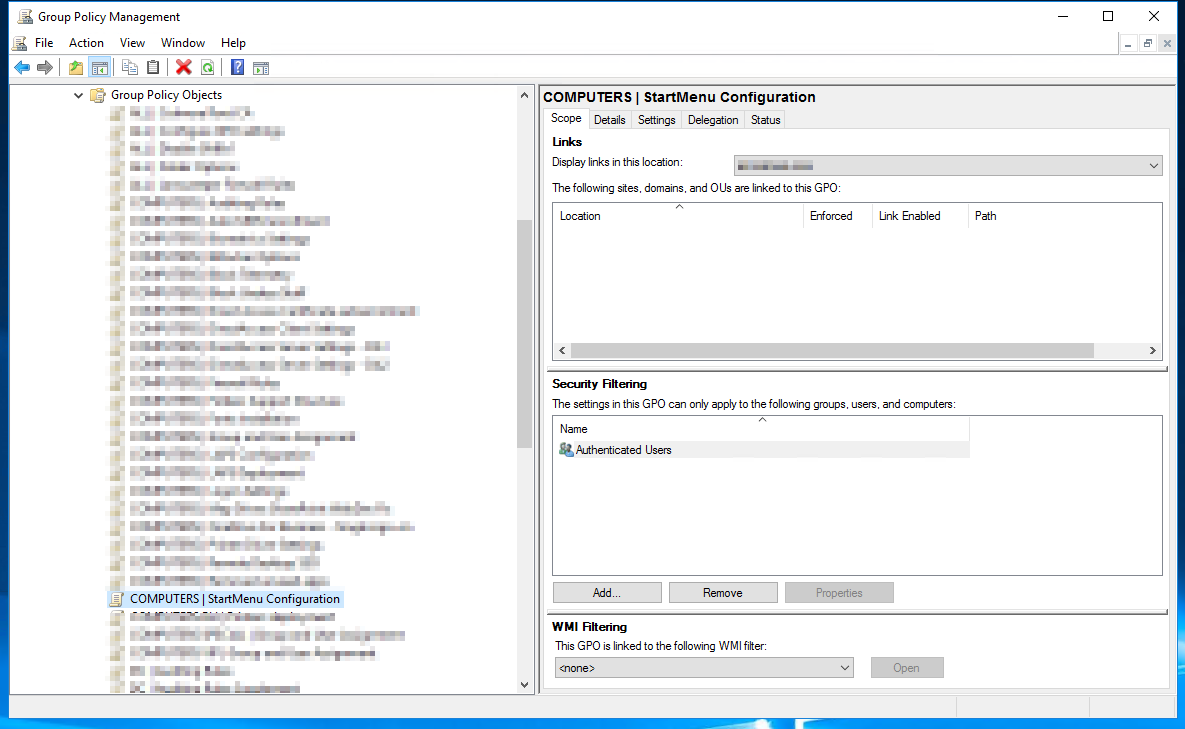 Group Policy setting for Start Layout pointing to the exported XML file