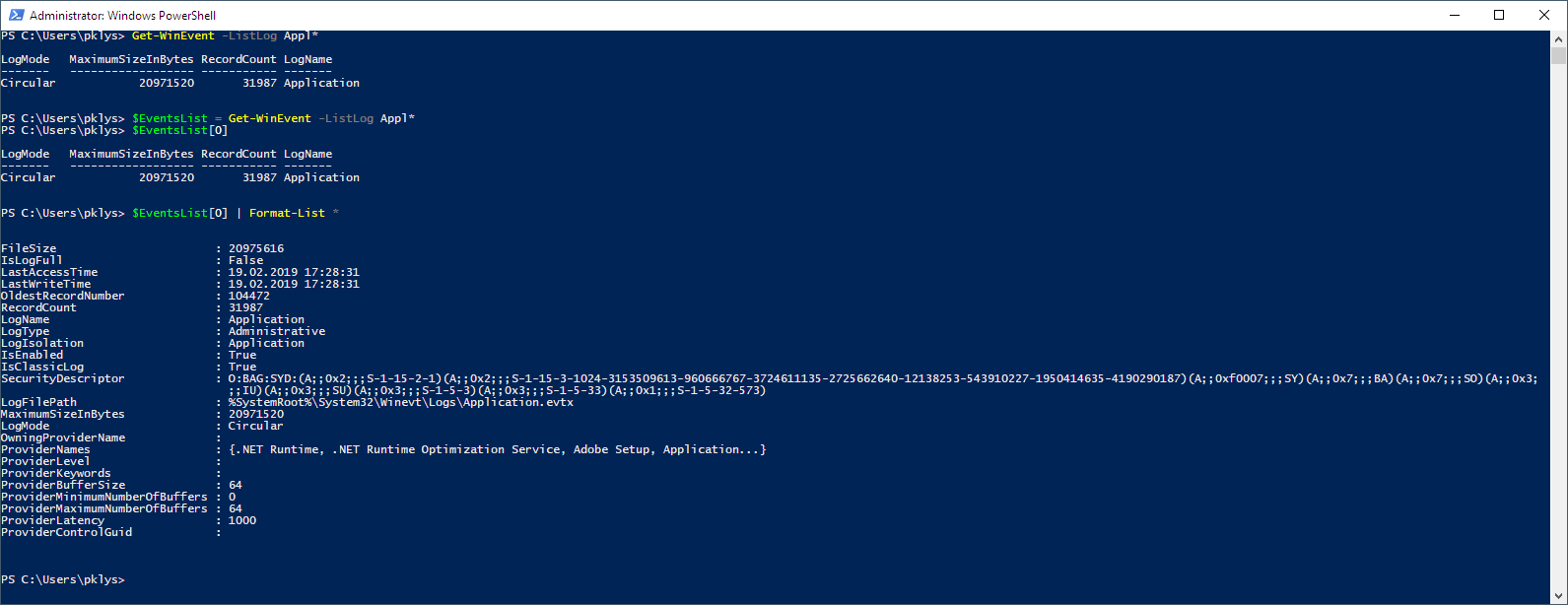 Get-WinEvent -ListLog * Get-WinEvent -ListLog *