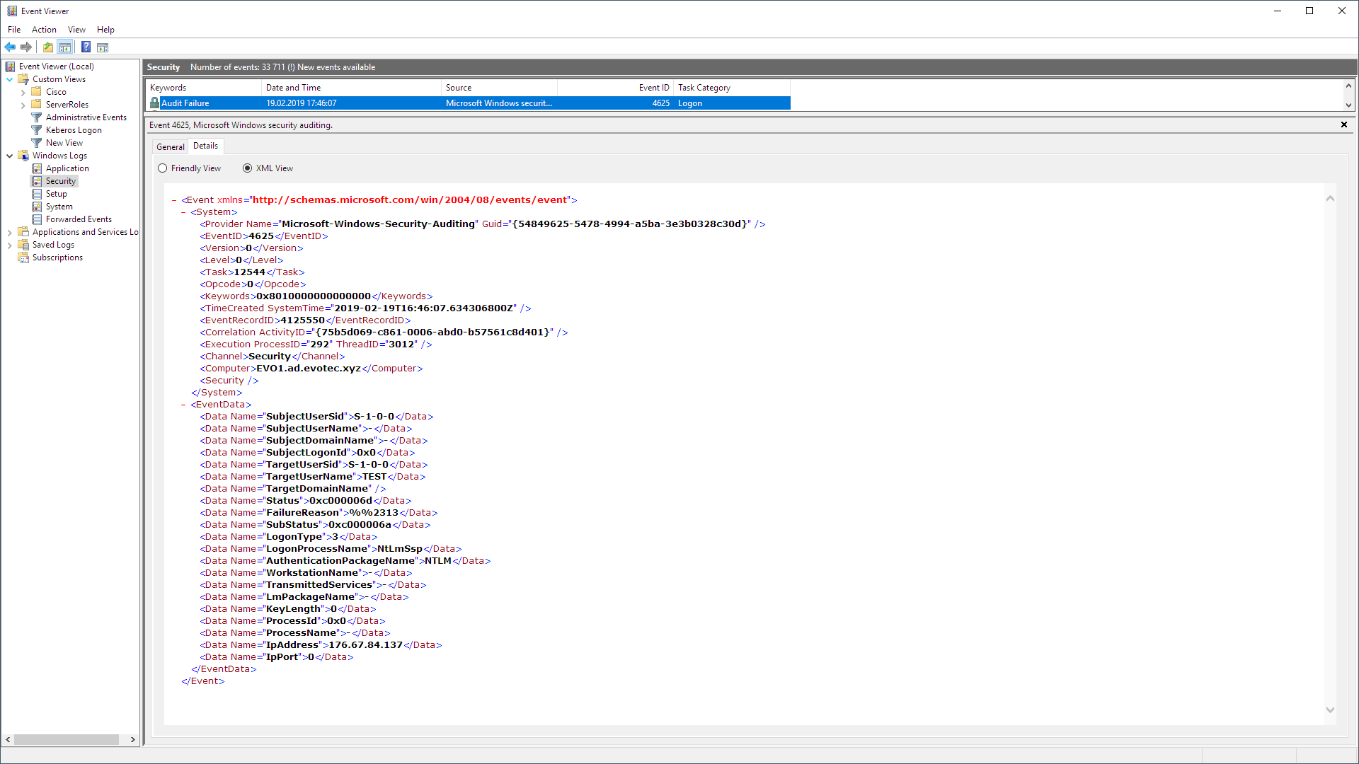 Event Viewer XML Event Viewer XML