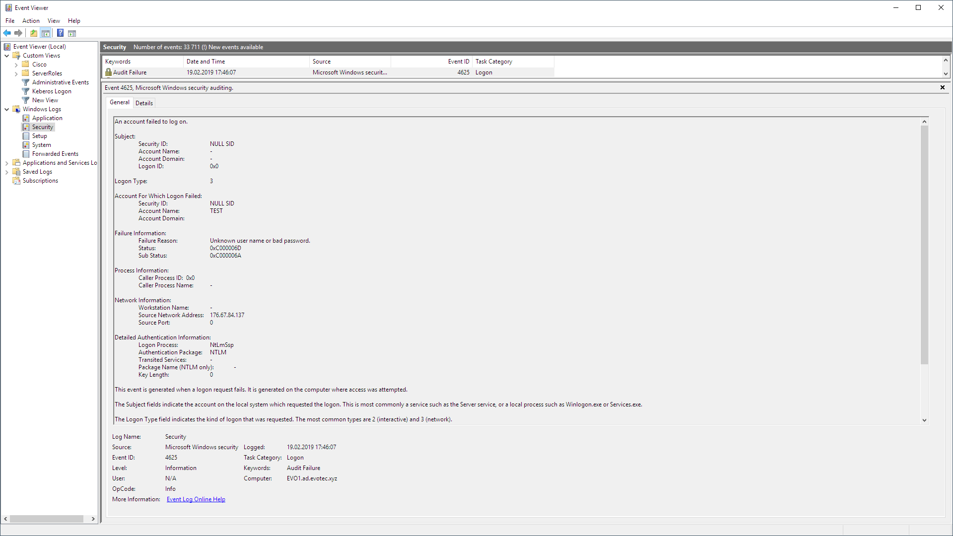 Event Viewer Main View Event Viewer Main View