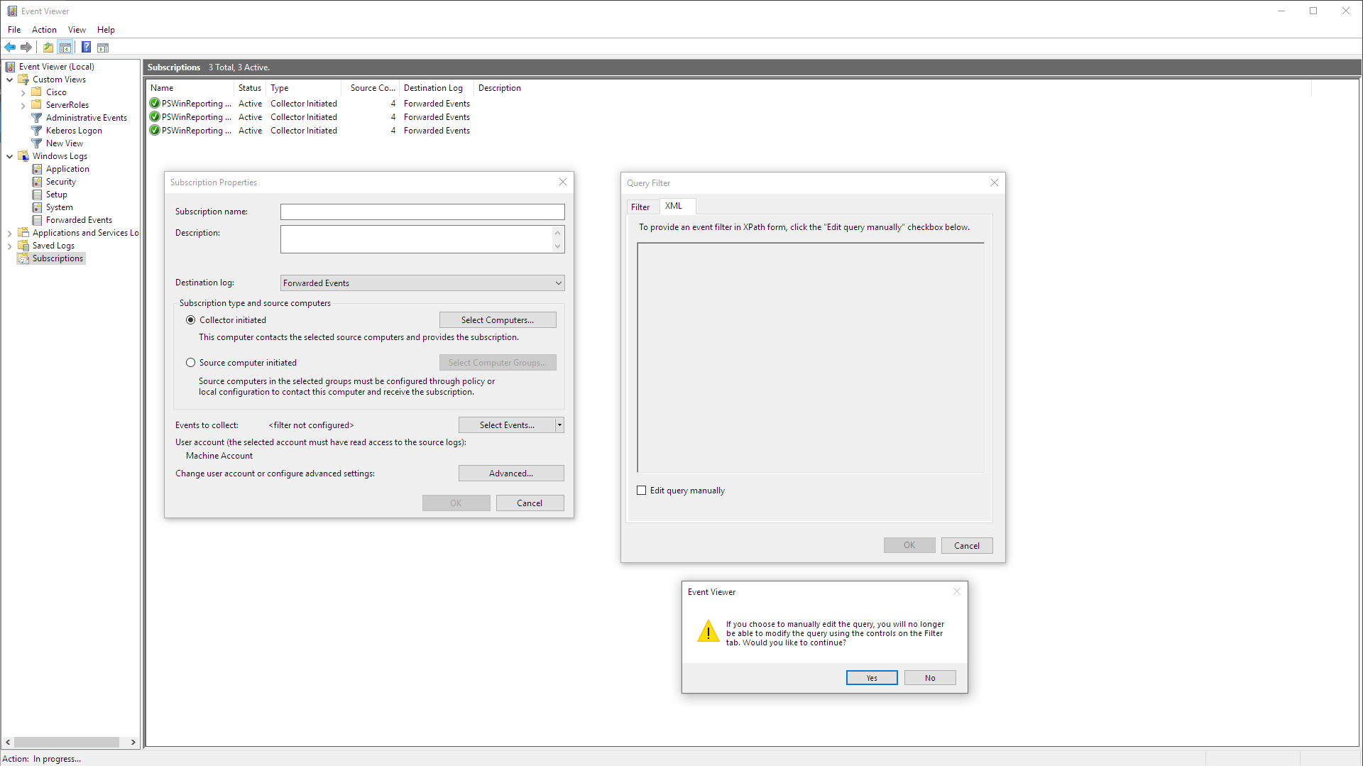 Event Viewer - Subscriptions XML/XPATH Event Viewer - Subscriptions XML/XPATH