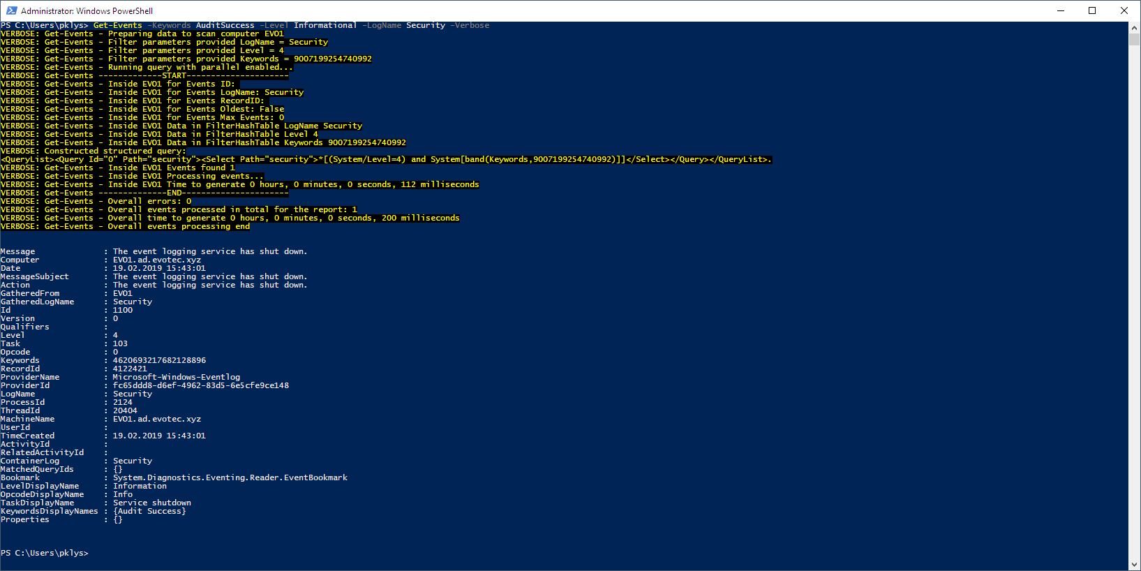 Get-Events supports Keywords and Levels Get-Events supports Keywords and Levels