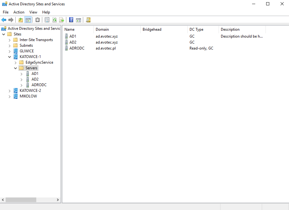 Active Directory Sites and Services showing stale domain controller metadata to delete