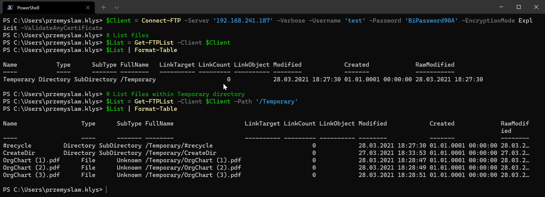 Easy way to connect to FTPS and SFTP using PowerShell