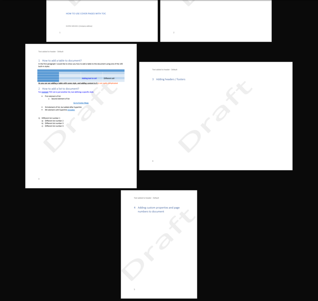 Generated OfficeIMO Word document with page numbers and draft watermark