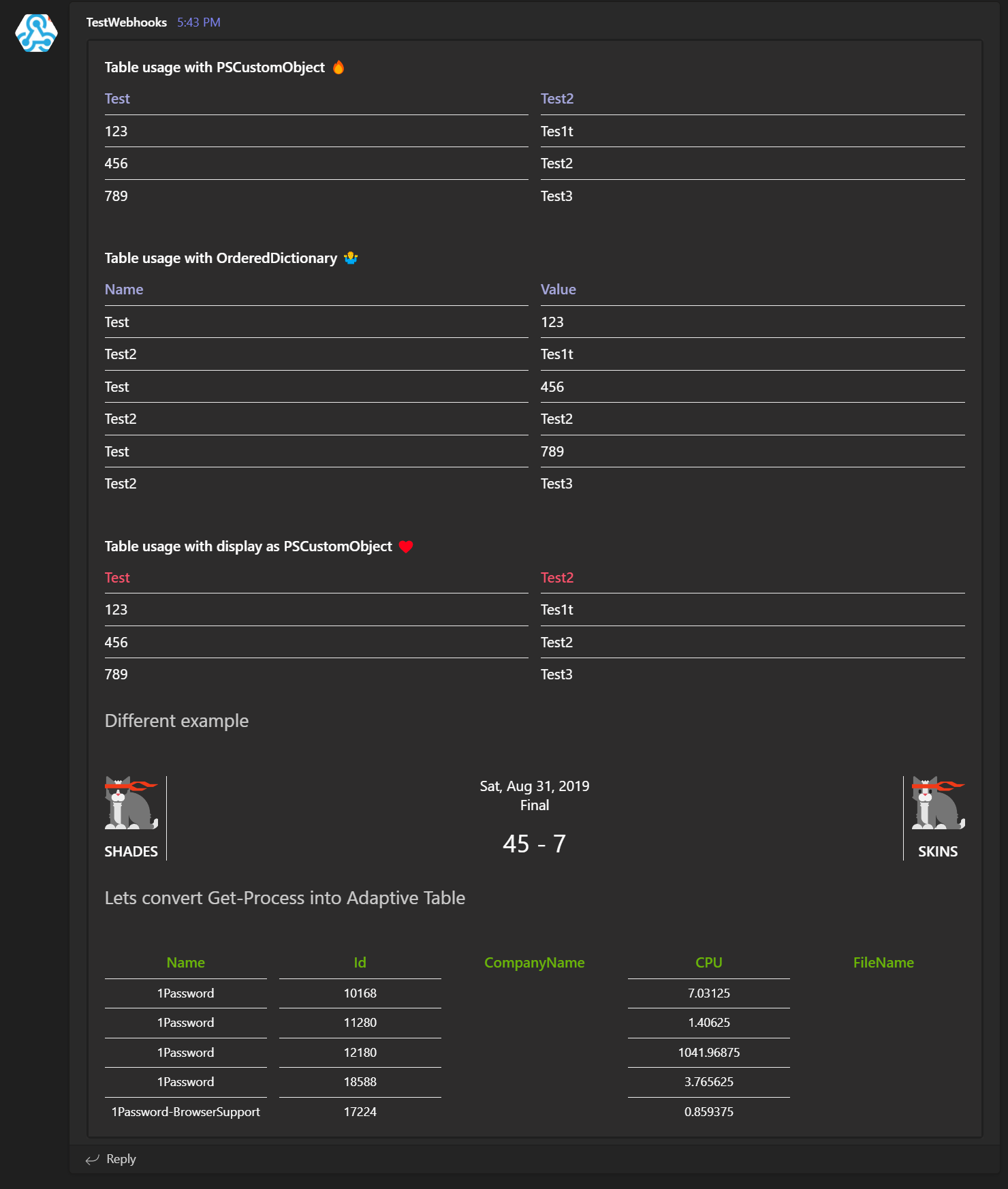 Adaptive Cards with Tables and Linebreaks in Microsoft Teams
