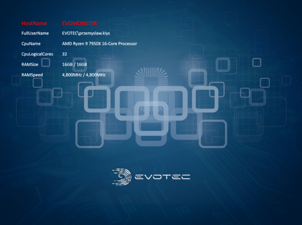 PowerBGInfo wallpaper showing built-in system details in white text